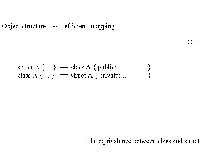 Object structure -- efficient mapping C++ struct A {. . . } == class