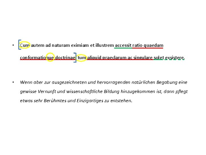  • Cum autem ad naturam eximiam et illustrem accessit ratio quaedam conformatioque doctrinae,