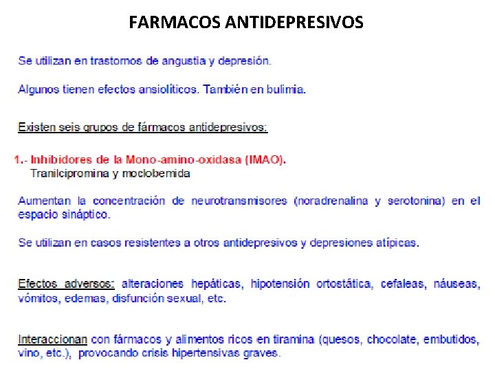 FARMACOS ANTIDEPRESIVOS 