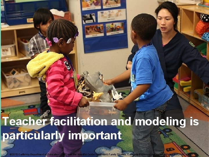 Teacher facilitation and modeling is particularly important © 2013 California Department of Education (CDE)