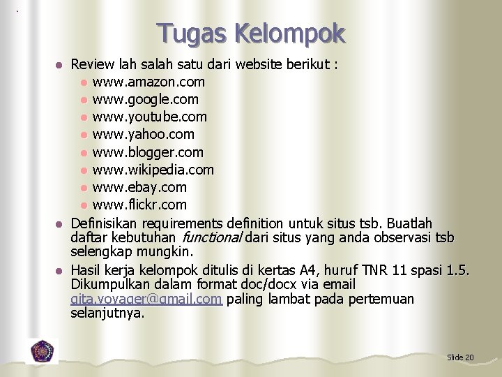 Tugas Kelompok Review lah satu dari website berikut : l www. amazon. com l