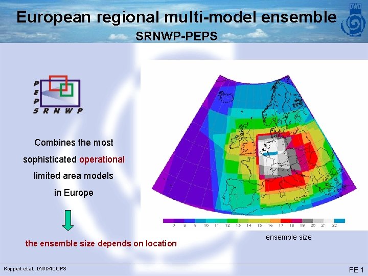 European regional multi-model ensemble SRNWP-PEPS Combines the most sophisticated operational limited area models in