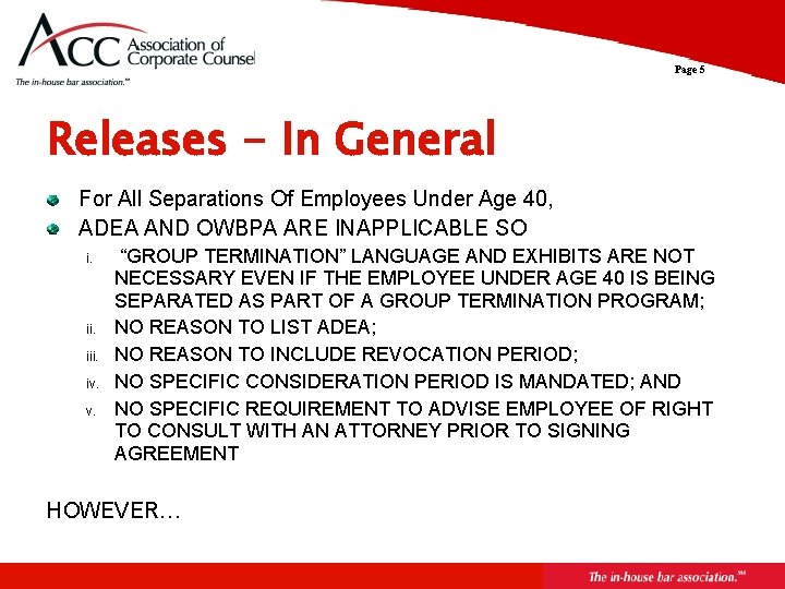 Page 5 Releases - In General For All Separations Of Employees Under Age 40,