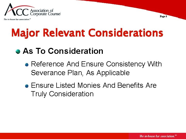 Page 8 Major Relevant Considerations As To Consideration Reference And Ensure Consistency With Severance