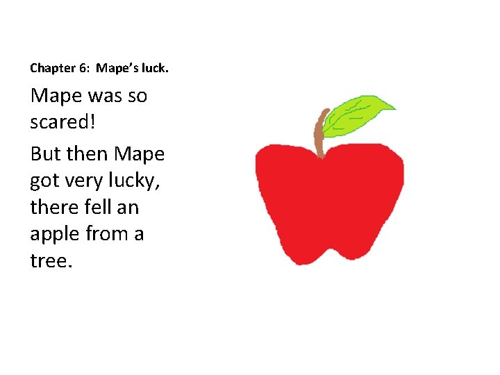 Chapter 6: Mape’s luck. Mape was so scared! But then Mape got very lucky,