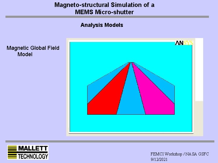 Magneto-structural Simulation of a MEMS Micro-shutter Analysis Models Magnetic Global Field Model FEMCI Workshop
