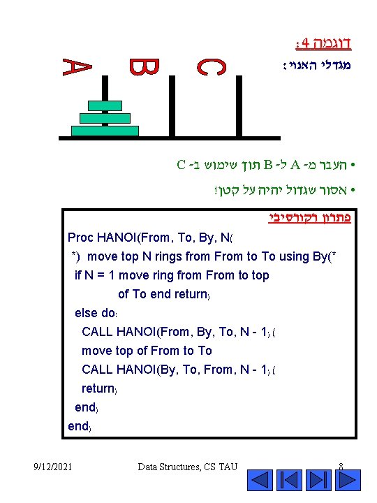 : 4 דוגמה : מגדלי האנוי C - תוך שימוש ב B - ל