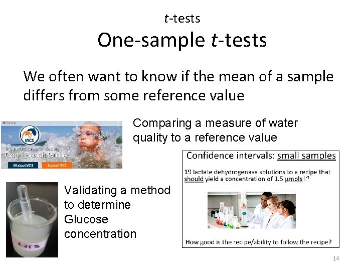 t-tests One-sample t-tests We often want to know if the mean of a sample