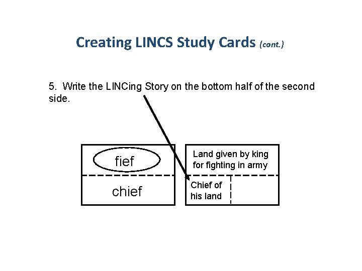 Creating LINCS Study Cards (cont. ) 5. Write the LINCing Story on the bottom