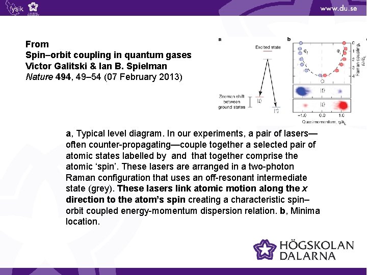 From Spin–orbit coupling in quantum gases Victor Galitski & Ian B. Spielman Nature 494,