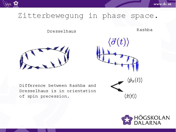 Zitterbewegung in phase space. Dresselhaus Difference between Rashba and Dresselhaus is in orientation of