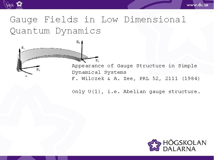 Gauge Fields in Low Dimensional Quantum Dynamics Appearance of Gauge Structure in Simple Dynamical