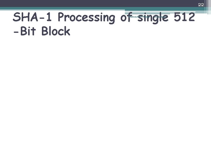 22 SHA-1 Processing of single 512 -Bit Block University of Phayao 11/09/2021 