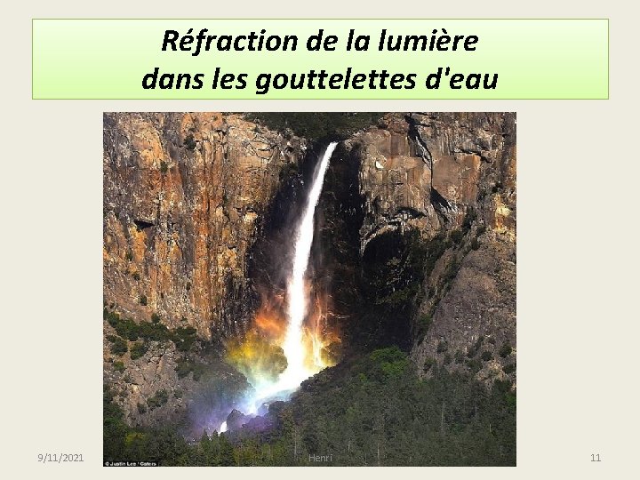 Réfraction de la lumière dans les gouttelettes d'eau 9/11/2021 Henri 11 