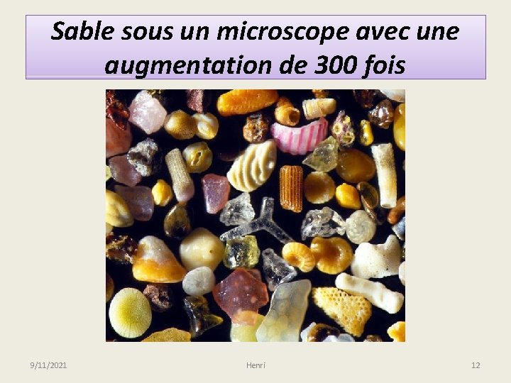 Sable sous un microscope avec une augmentation de 300 fois 9/11/2021 Henri 12 