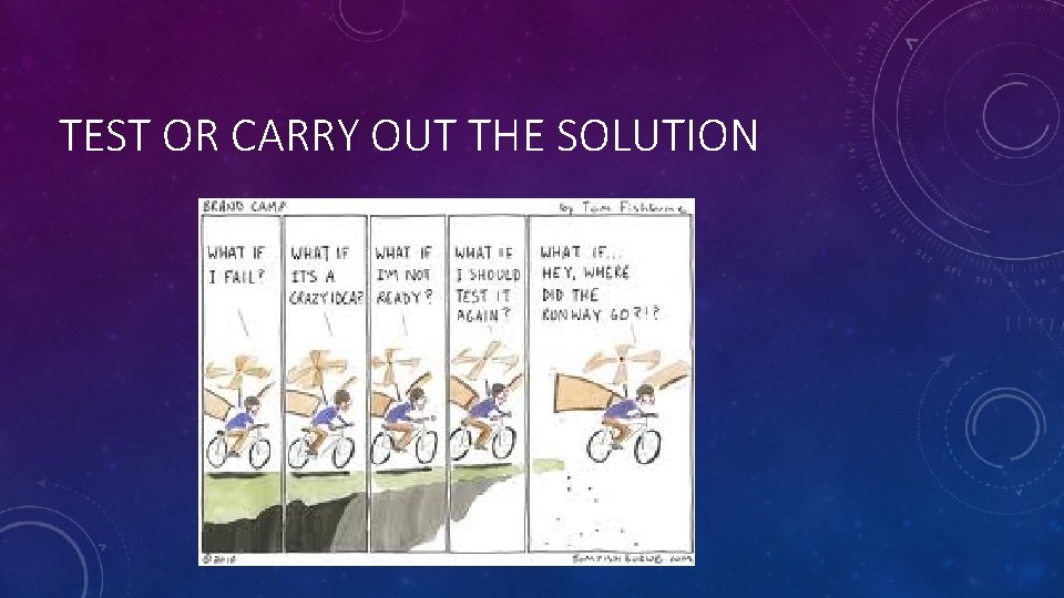 TEST OR CARRY OUT THE SOLUTION 