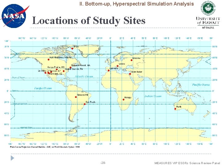 II. Bottom-up, Hyperspectral Simulation Analysis Locations of Study Sites -28 - MEASURES VIP ESDRs