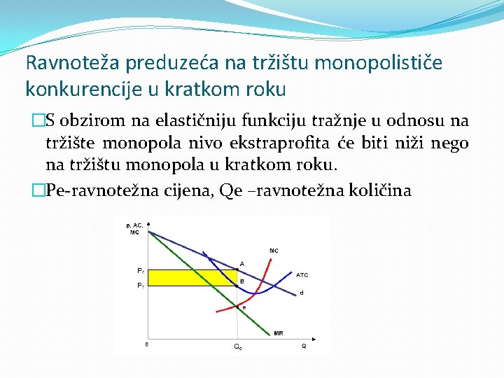 Ravnoteža preduzeća na tržištu monopolističe konkurencije u kratkom roku �S obzirom na elastičniju funkciju