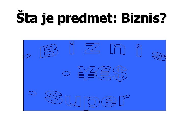 Šta je predmet: Biznis? 