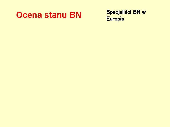 Ocena stanu BN Specjaliści BN w Europie 