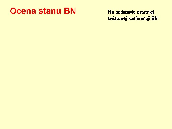 Ocena stanu BN Na podstawie ostatniej światowej konferencji BN 