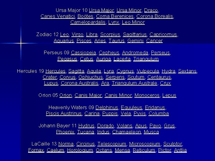 Ursa Major 10 Ursa Major, Ursa Minor, Draco, Canes Venatici, Boötes, Coma Berenices, Corona
