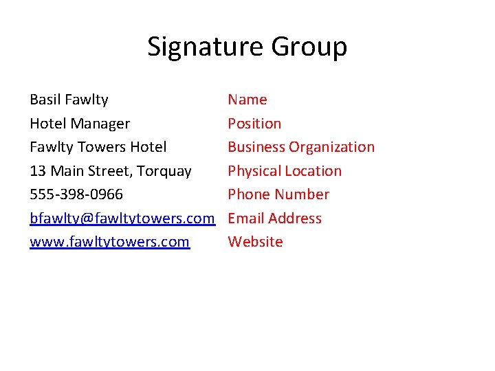 Signature Group Basil Fawlty Hotel Manager Fawlty Towers Hotel 13 Main Street, Torquay 555