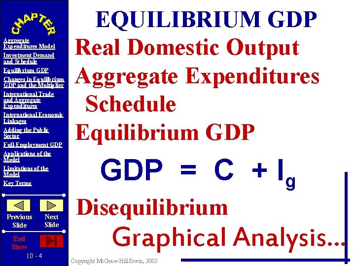Aggregate Expenditures Model Investment Demand Schedule Equilibrium GDP Changes in Equilibrium GDP and the