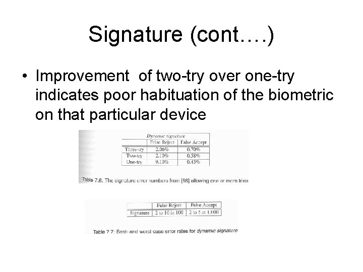 Signature (cont…. ) • Improvement of two-try over one-try indicates poor habituation of the