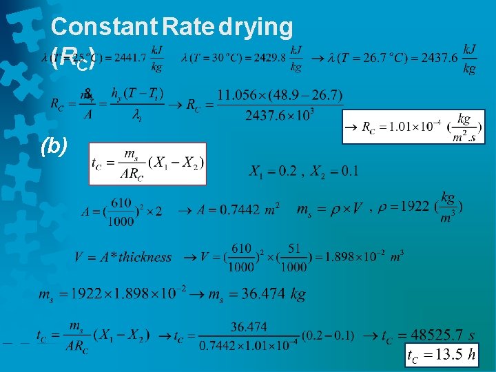 Constant Rate drying (RC) (b) 