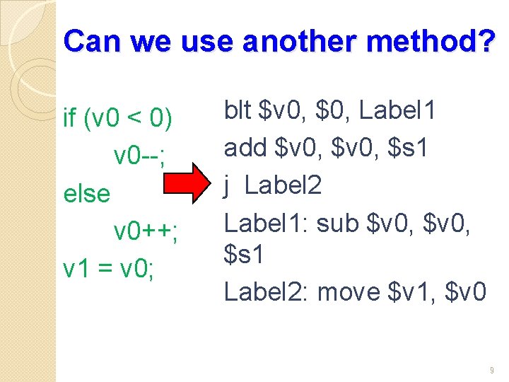 Can we use another method? if (v 0 < 0) v 0 --; else