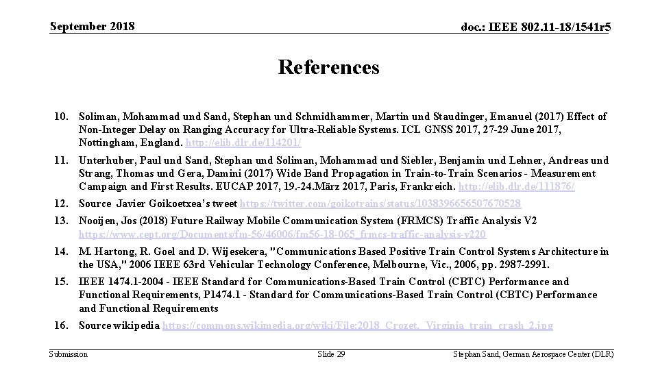 September 2018 doc. : IEEE 802. 11 -18/1541 r 5 References 10. Soliman, Mohammad