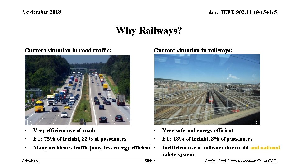 September 2018 doc. : IEEE 802. 11 -18/1541 r 5 Why Railways? Current situation
