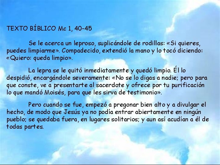 Marco 1 40 45 Commento Avance Manual TEXTO BBLICO Mc 1 40 45