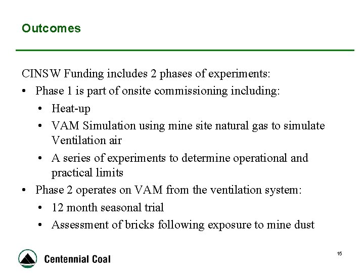 Outcomes CINSW Funding includes 2 phases of experiments: • Phase 1 is part of