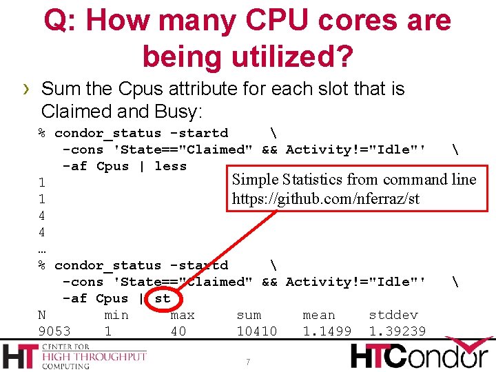 Q: How many CPU cores are being utilized? › Sum the Cpus attribute for