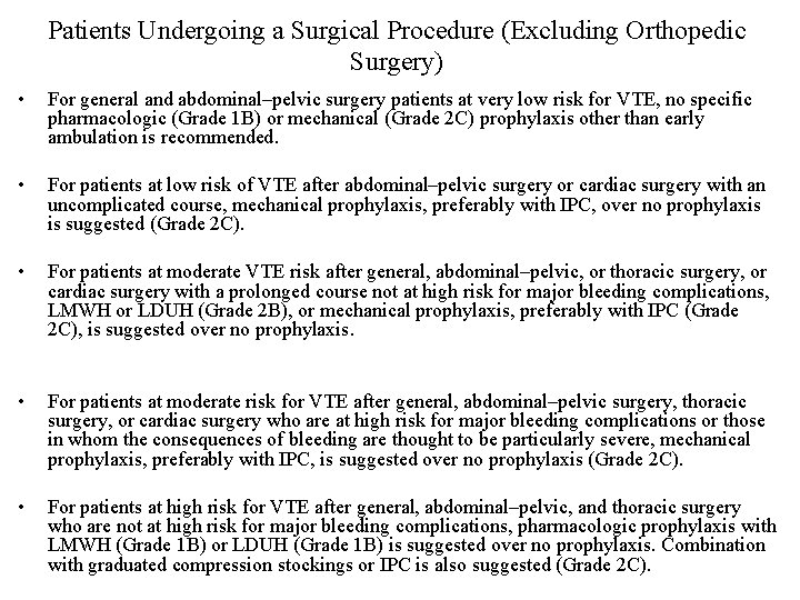 Patients Undergoing a Surgical Procedure (Excluding Orthopedic Surgery) • For general and abdominal–pelvic surgery