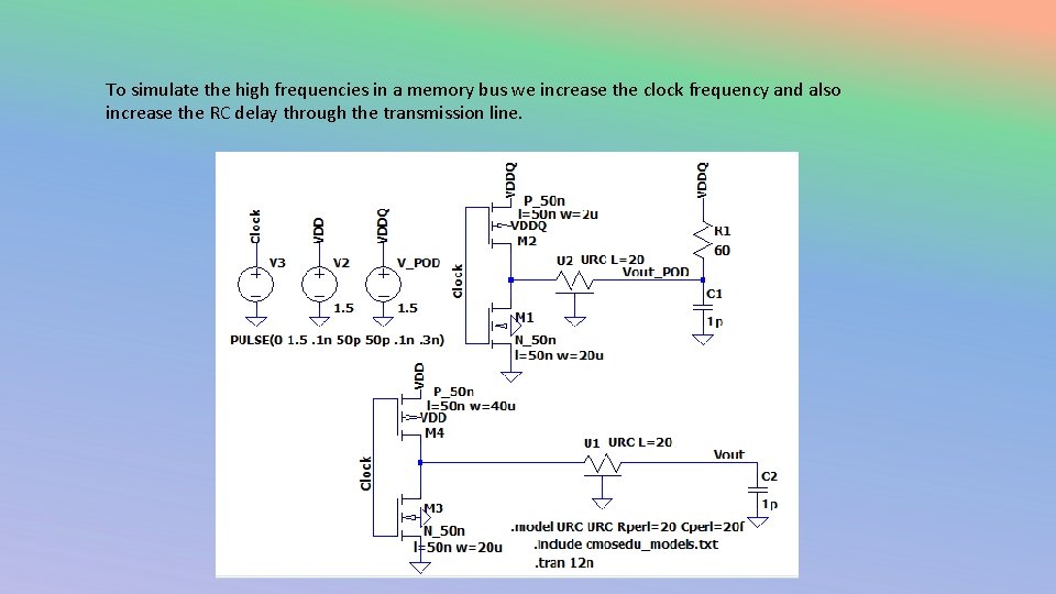 To simulate the high frequencies in a memory bus we increase the clock frequency