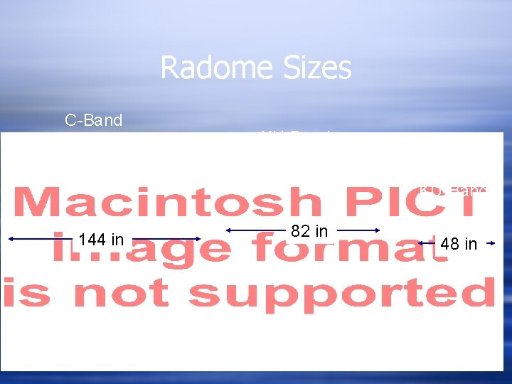 Radome Sizes C-Band KU-Band NG KU-Band 144 in 82 in 48 in 