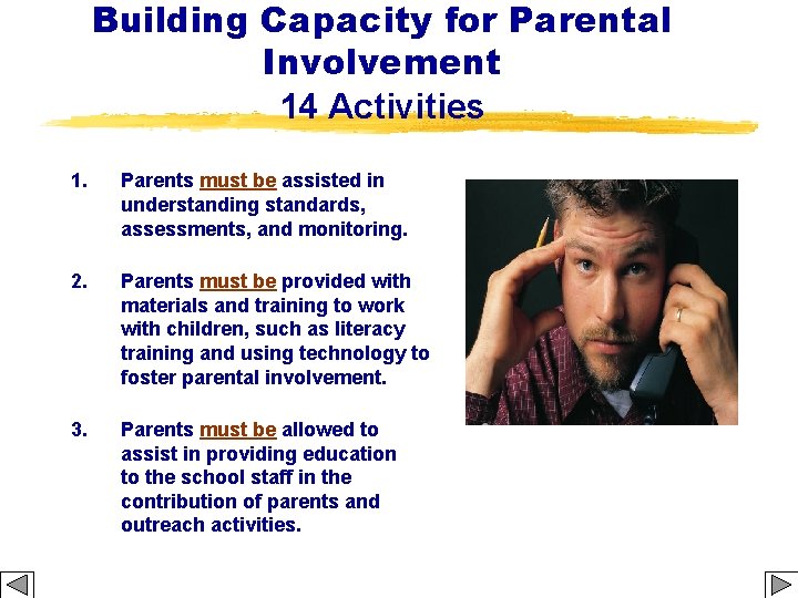 Building Capacity for Parental Involvement 14 Activities 1. Parents must be assisted in understanding