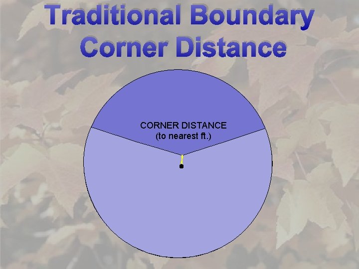 Traditional Boundary Corner Distance CORNER DISTANCE (to nearest ft. ) 