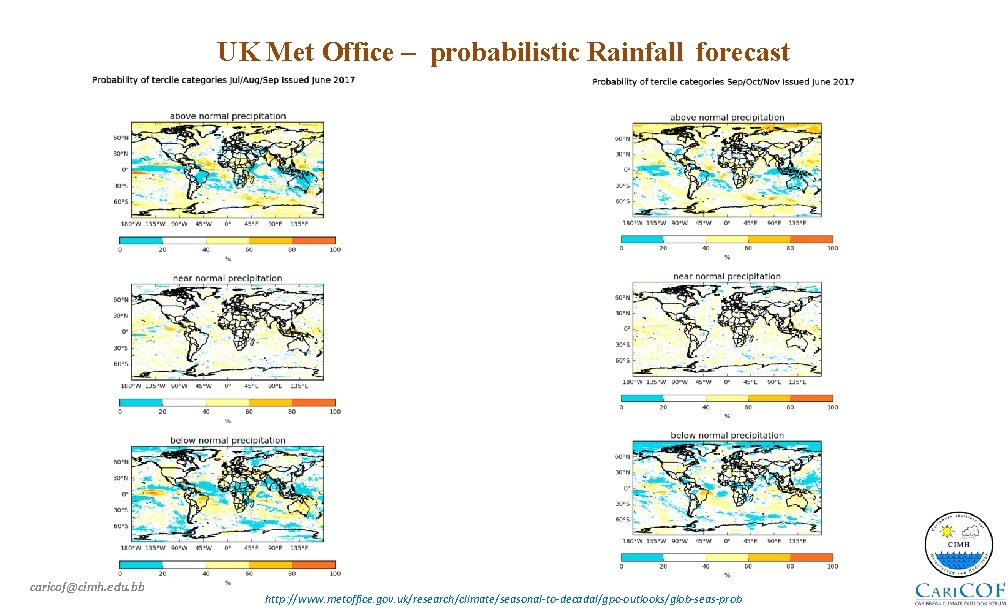 UK Met Office – probabilistic Rainfall forecast caricof@cimh. edu. bb http: //www. metoffice. gov.