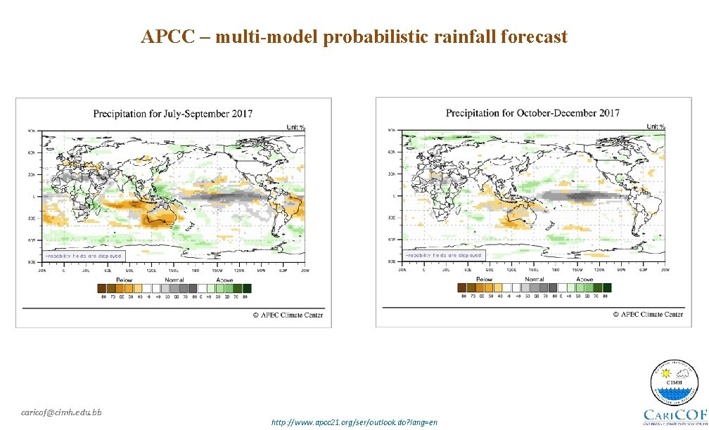 APCC – multi-model probabilistic rainfall forecast caricof@cimh. edu. bb http: //www. apcc 21. org/ser/outlook.