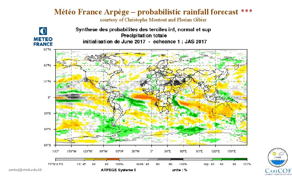 Météo France Arpège – probabilistic rainfall forecast *** courtesy of Christophe Montout and Florian