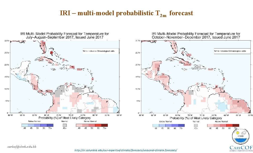 IRI – multi-model probabilistic T 2 m forecast caricof@cimh. edu. bb http: //iri. columbia.