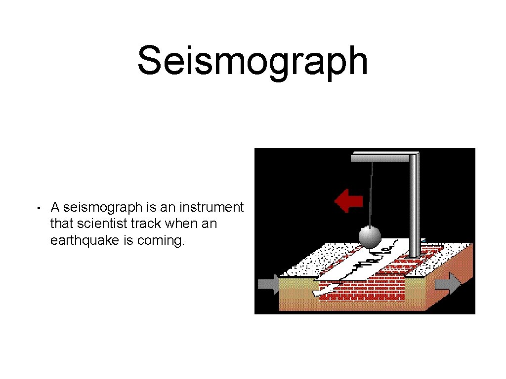 Seismograph • A seismograph is an instrument that scientist track when an earthquake is