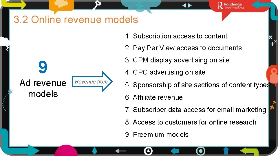 3. 2 Online revenue models 1. Subscription access to content 2. Pay Per View