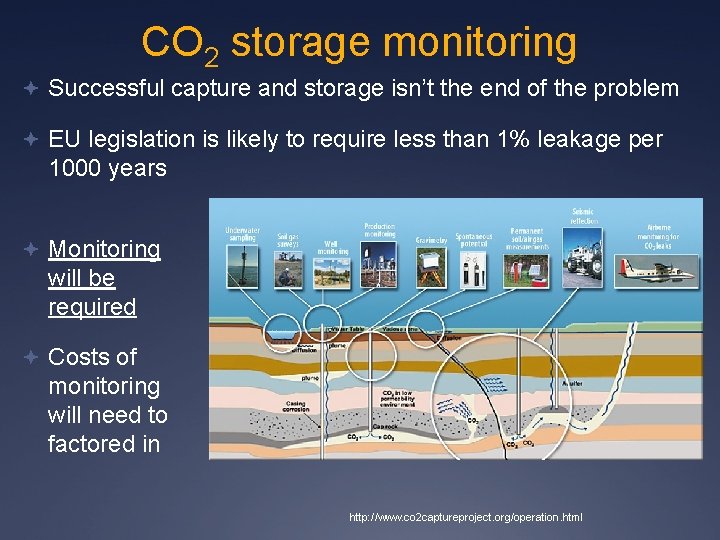 CO 2 storage monitoring Successful capture and storage isn’t the end of the problem