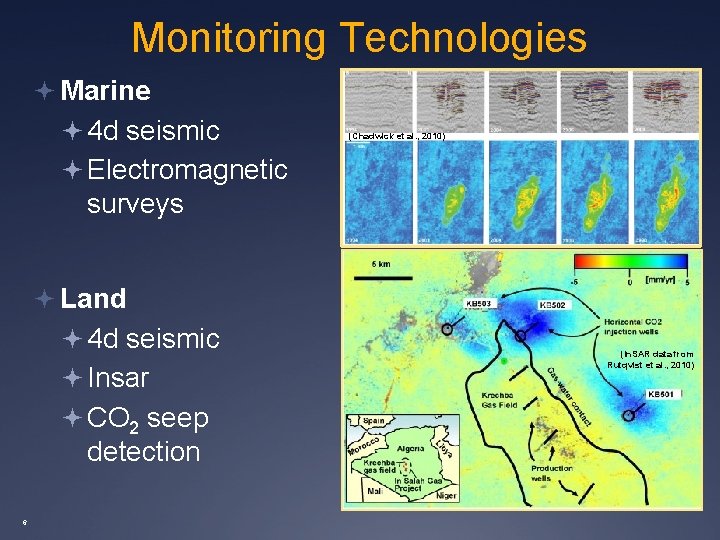 Monitoring Technologies Marine 4 d seismic (Chadwick et al. , 2010) Electromagnetic surveys Land