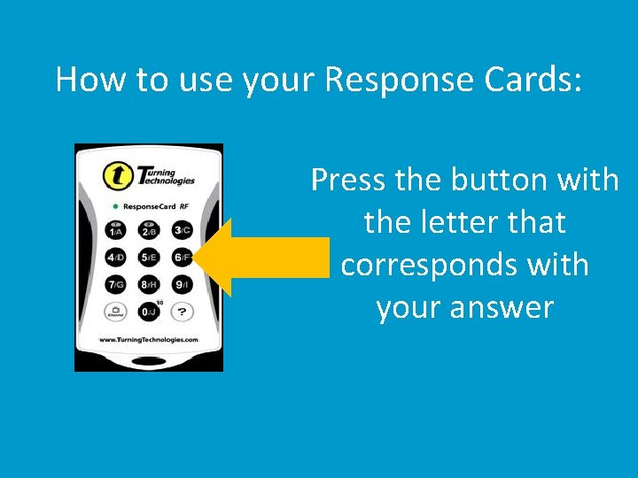 How to use your Response Cards: Press the button with the letter that corresponds